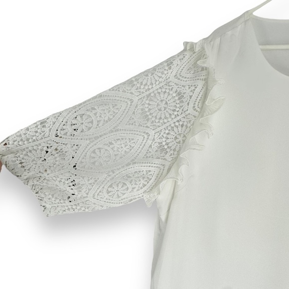 City Chic Top Lace Breeze Blouse Lace Arms White Women's Size XL (22) NWT - Picture 5 of 8